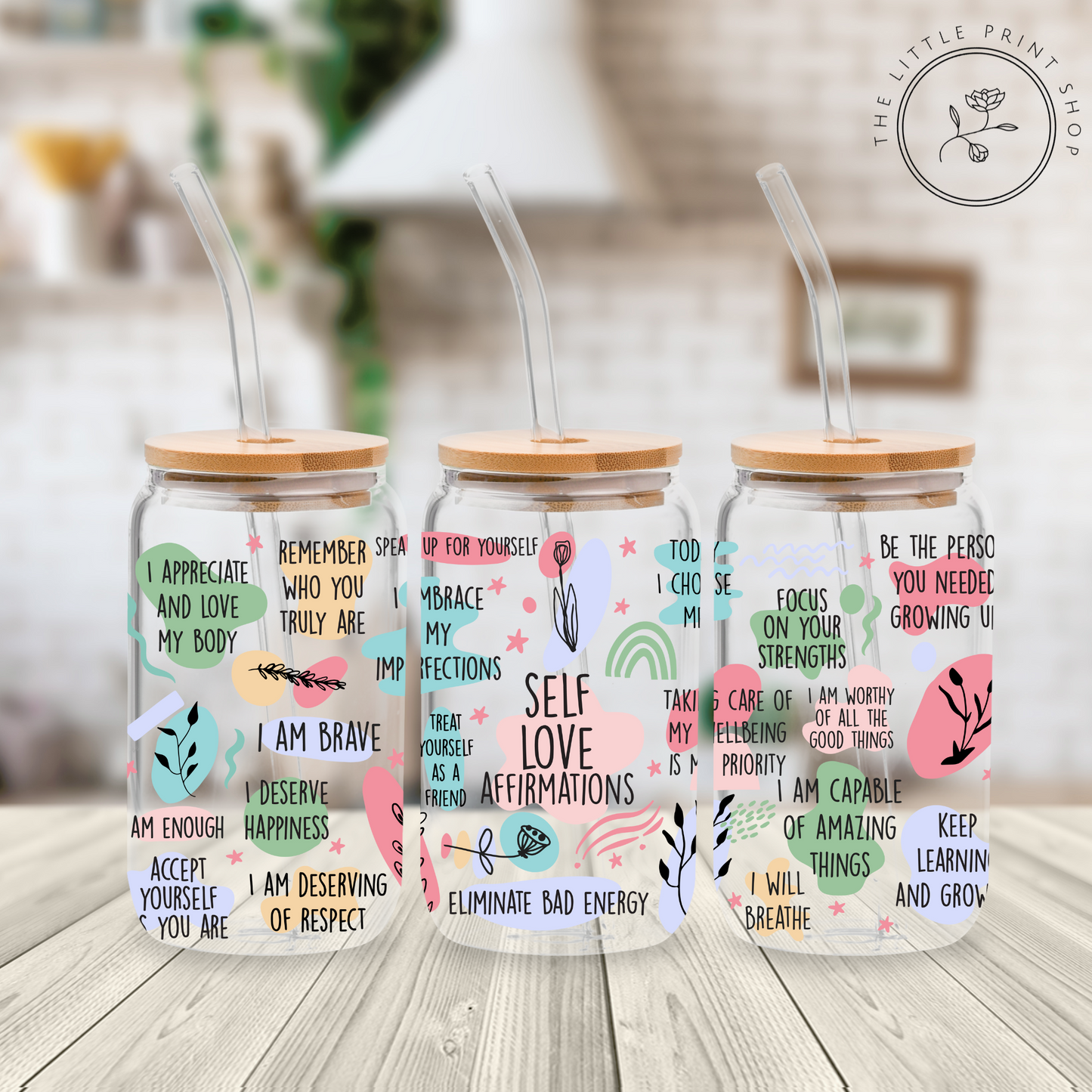 Self Love - 16oz Libbey Glass Printed UV DTF Wrap