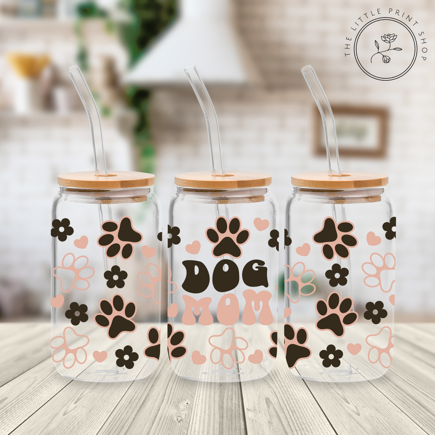 Dog Mom - 16oz Libbey Glass Printed UV DTF Wrap
