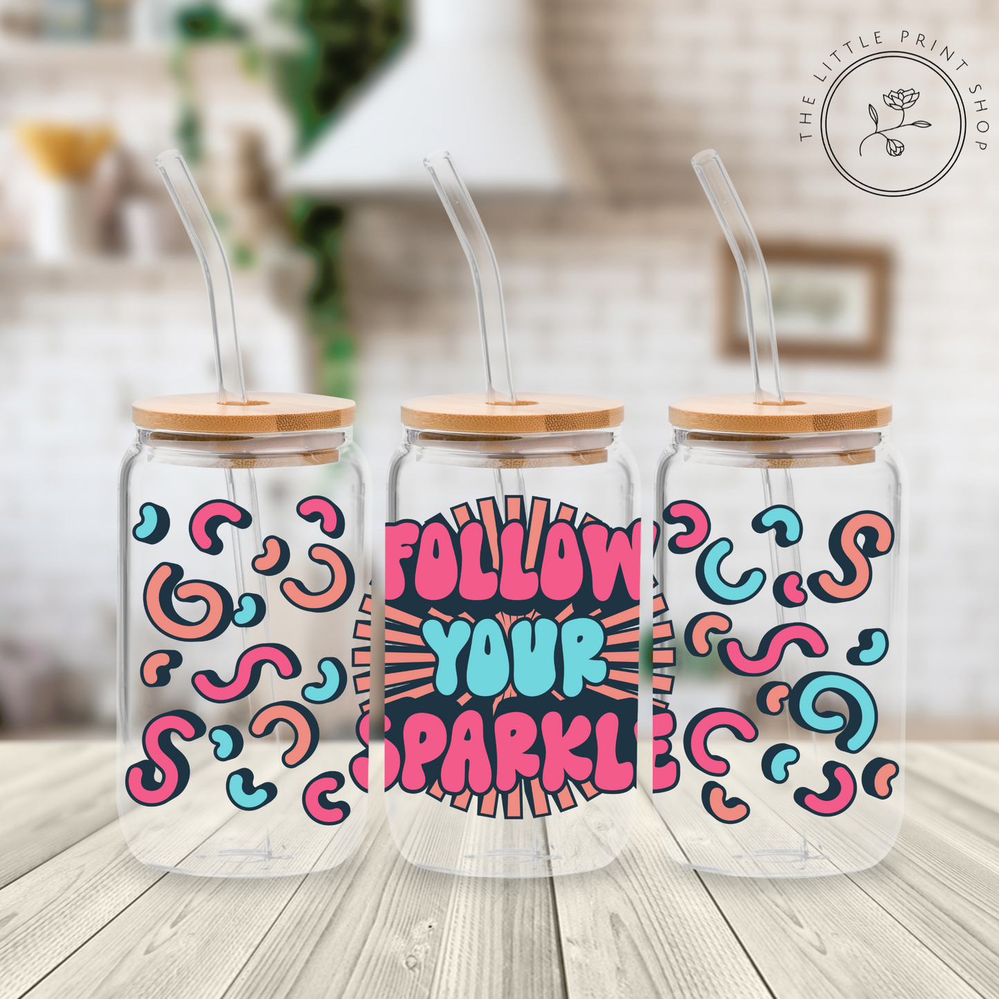 Follow Your Sparkle - 16oz Libbey Glass Printed UV DTF Wrap