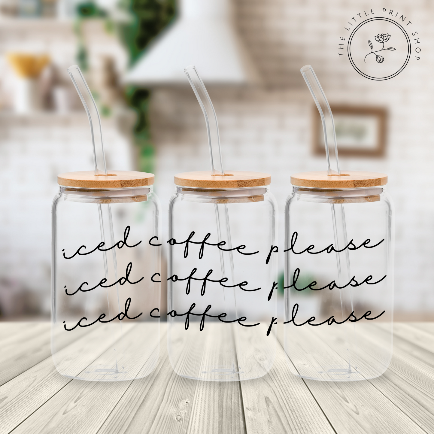 Coffee Please Script - 16oz Libbey Glass Printed UV DTF Wrap