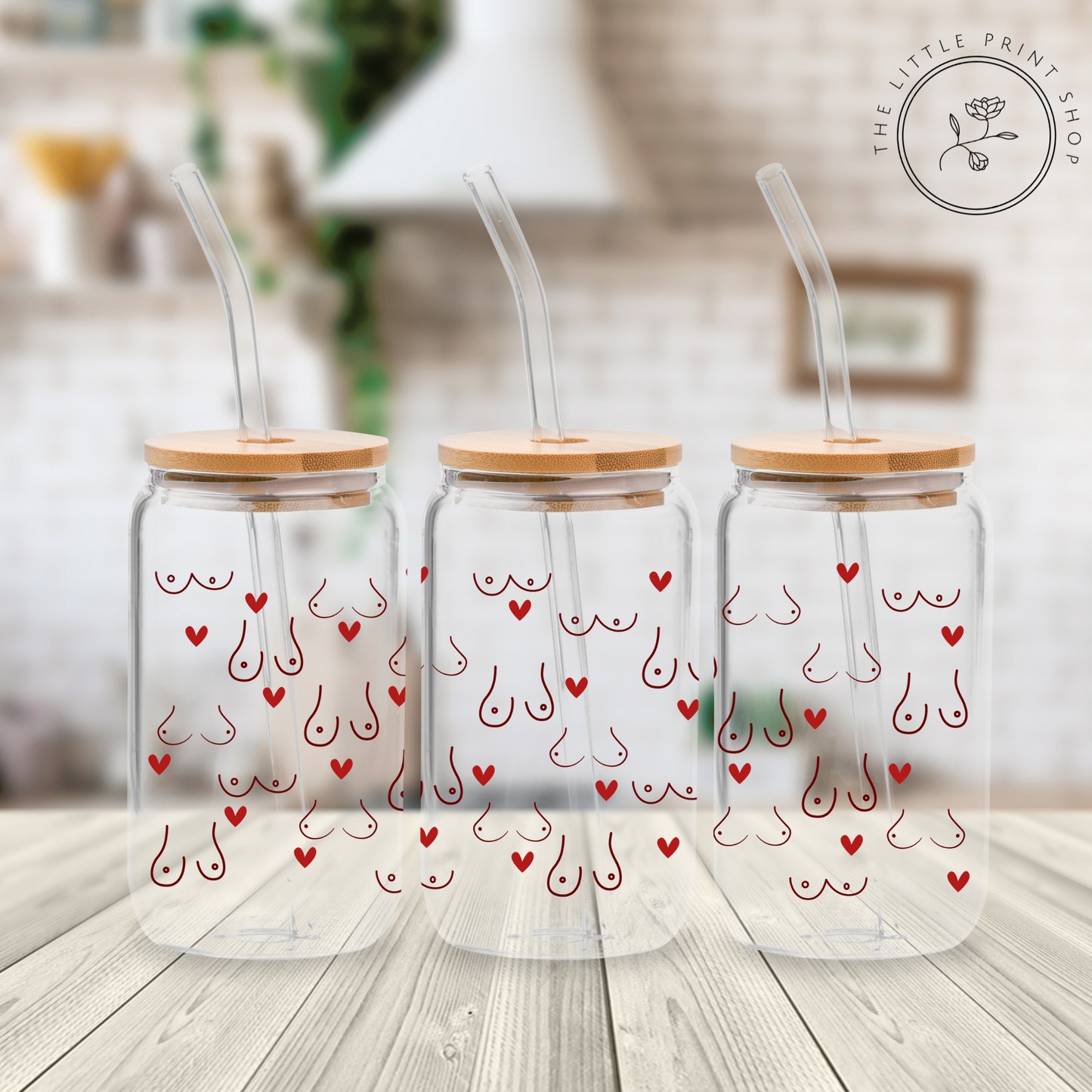 Boobies - 16oz Libbey Glass Printed UV DTF Wrap