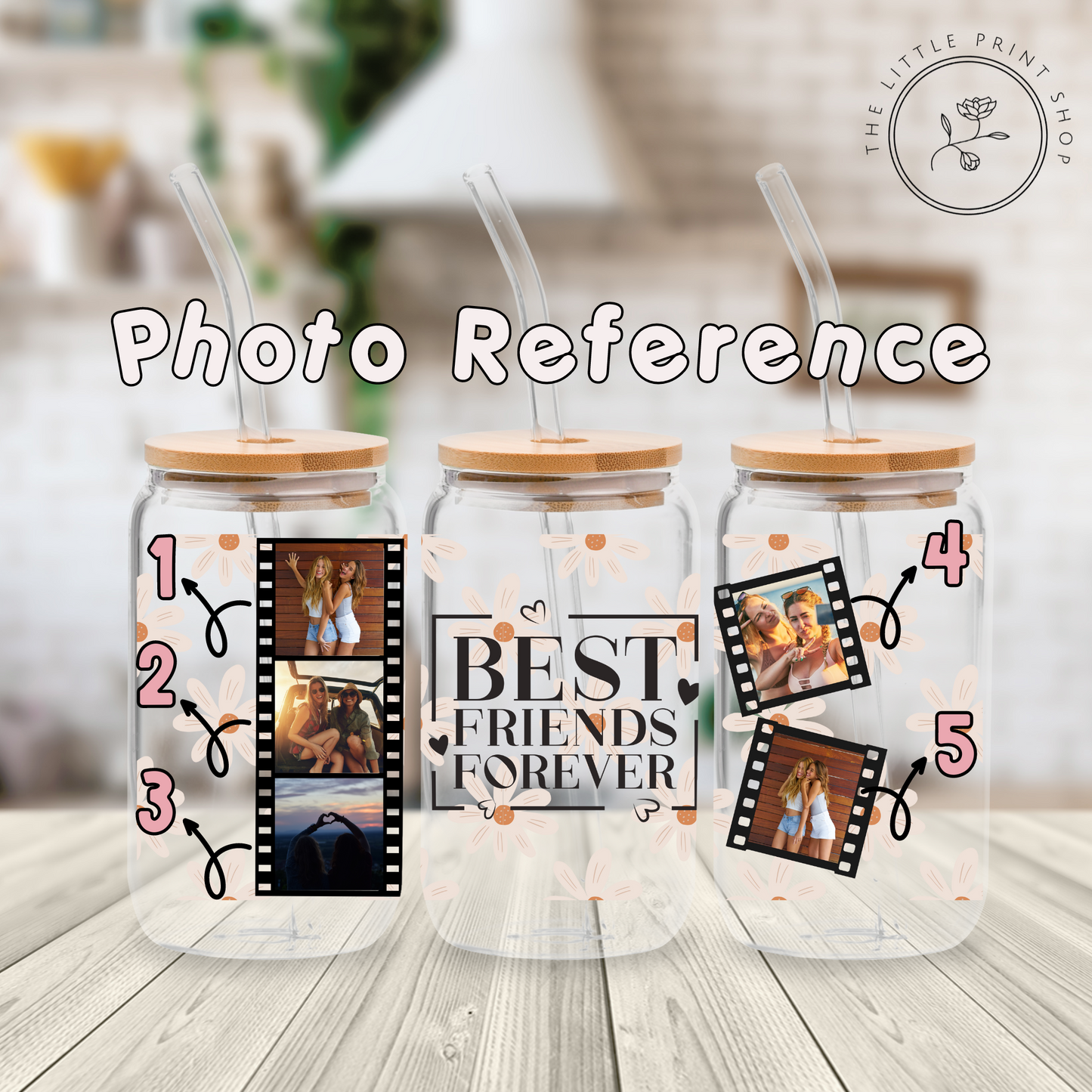 Best Friends Forever Film Strip - Nude - 16oz Libbey Glass Printed UV DTF Wrap