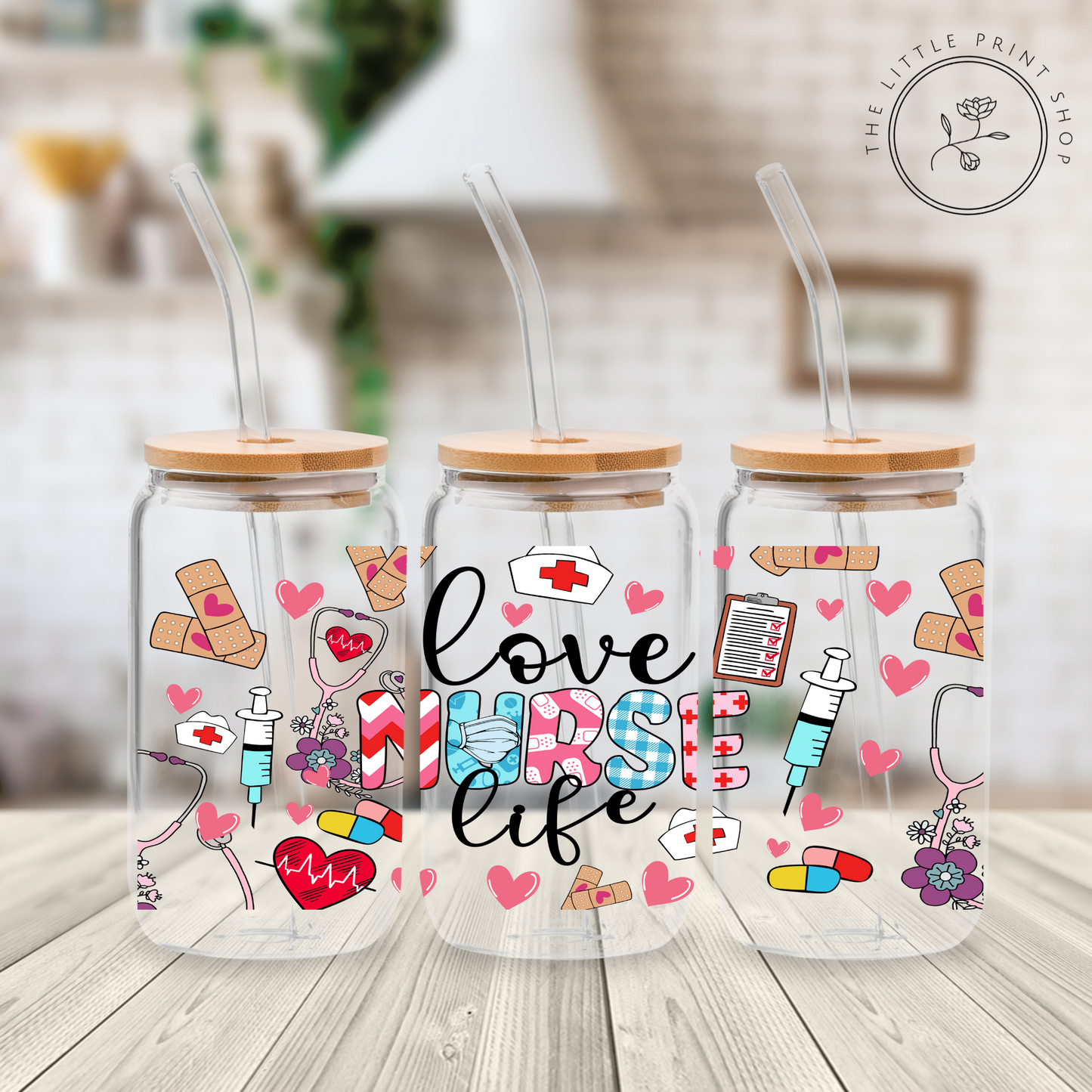 Nurse Life - 16oz Libbey Glass Printed UV DTF Wrap