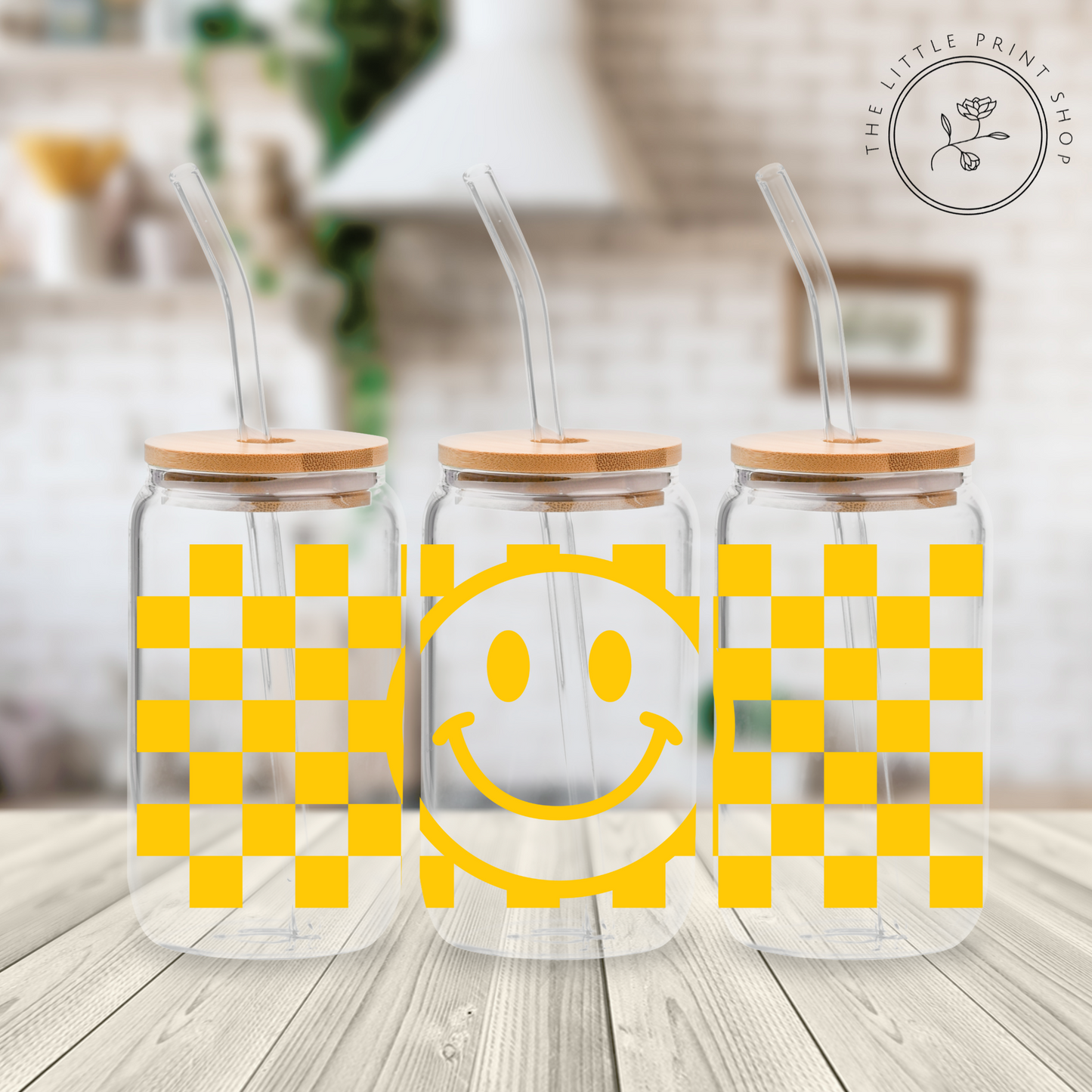 Yellow Face - 16oz Libbey Glass Printed UV DTF Wrap