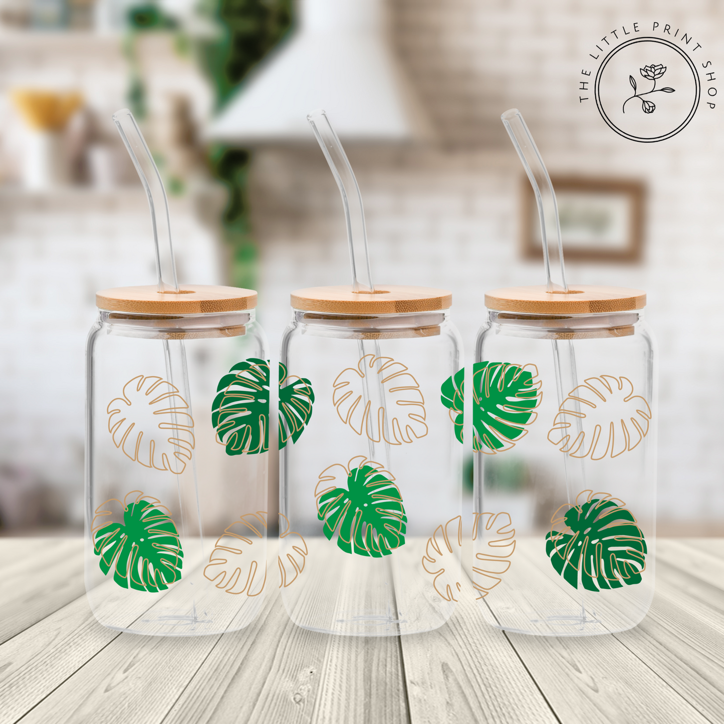 Gold Leaves - 16oz Libbey Glass Printed UV DTF Wrap