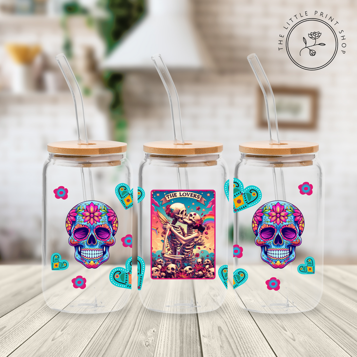 The Lovers Tarot - 16oz Libbey Glass Printed UV DTF Wrap