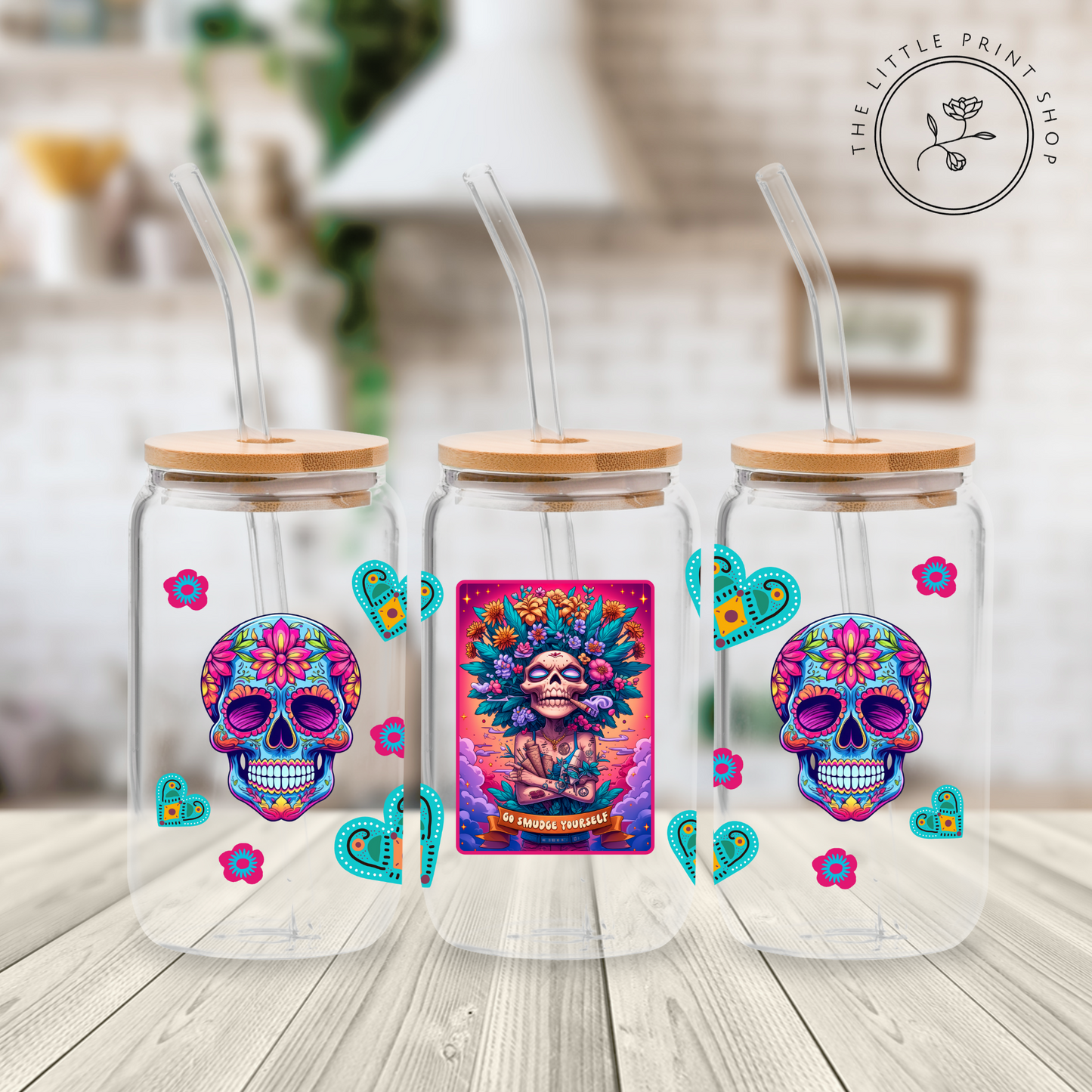 Go Smudge Tarot - 16oz Libbey Glass Printed UV DTF Wrap