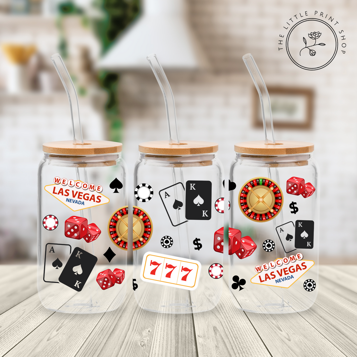 Casino - 16oz Libbey Glass Printed UV DTF Wrap