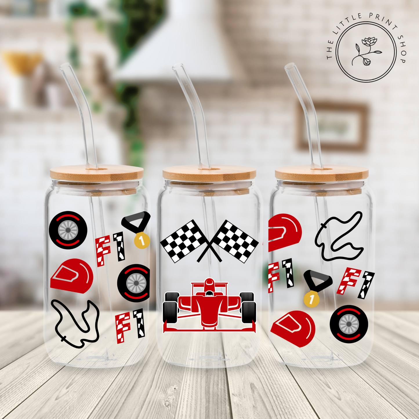 F1 - 16oz Libbey Glass Printed UV DTF Wrap