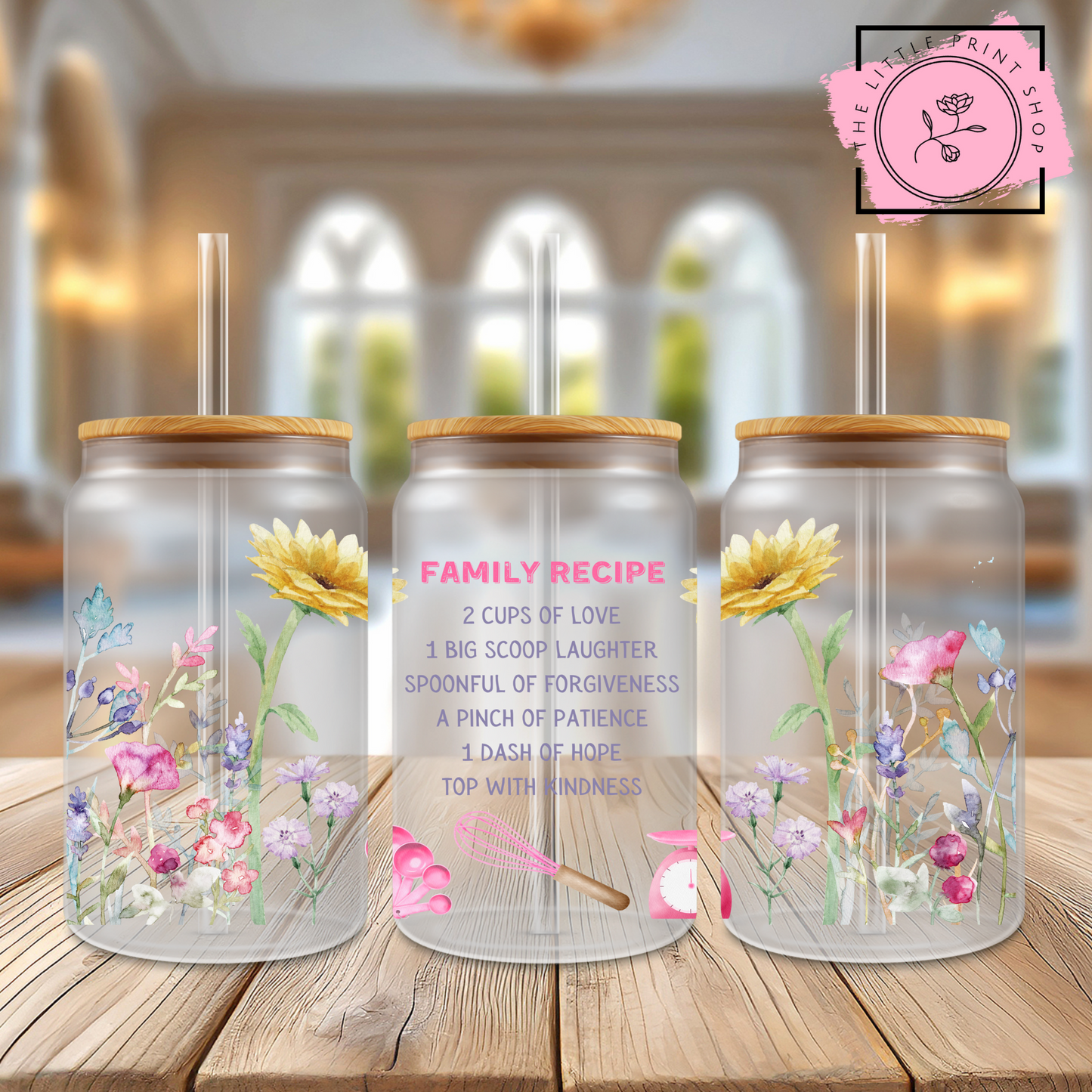 Family Recipe - 16oz Libbey Glass Printed UV DTF Wrap