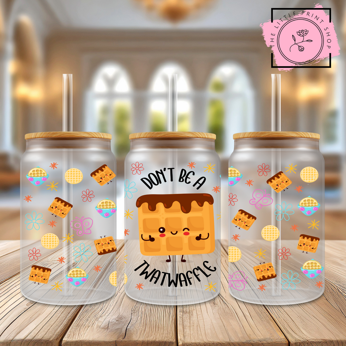 Waffle - 16oz Libbey Glass Printed UV DTF Wrap