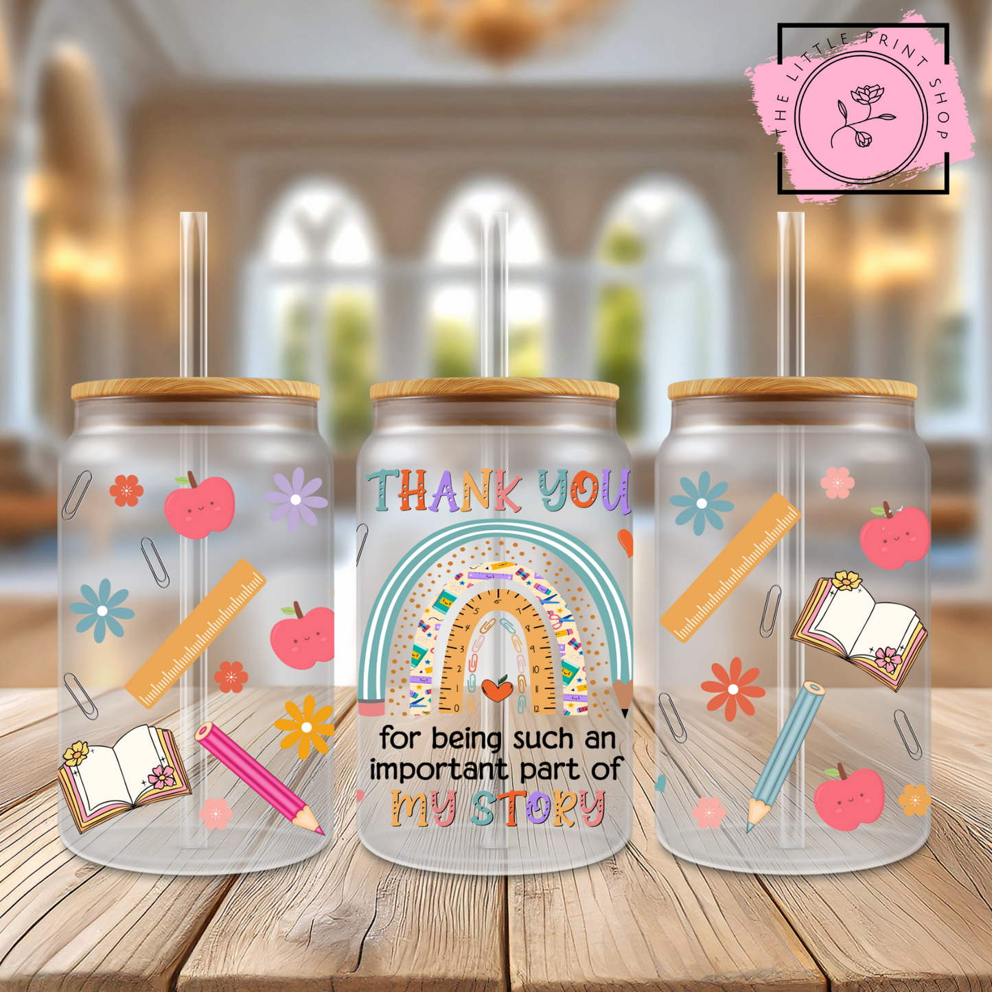 Thank You - 16oz Libbey Glass Printed UV DTF Wrap