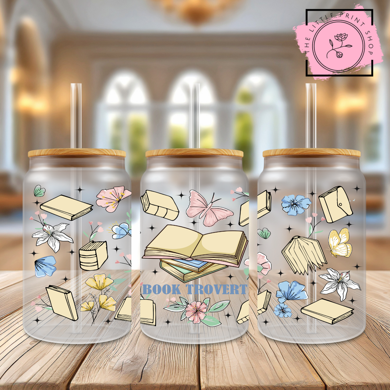 Book Trovert - 16oz Libbey Glass Printed UV DTF Wrap