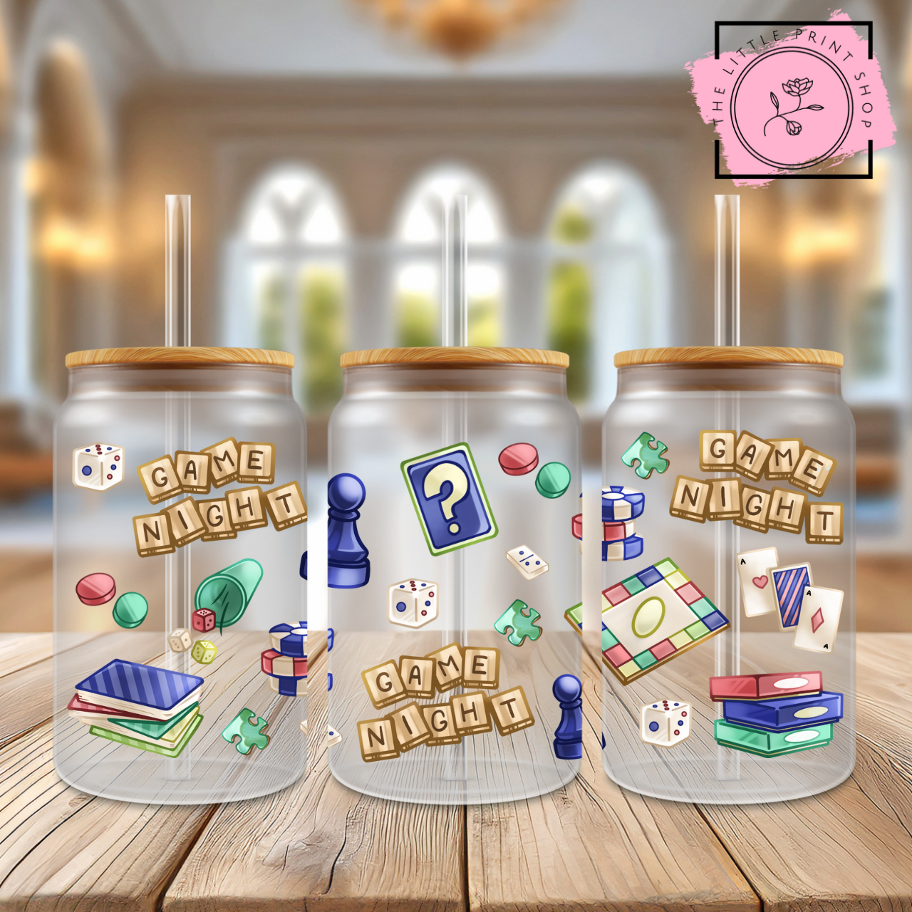 Games Night - 16oz Libbey Glass Printed UV DTF Wrap