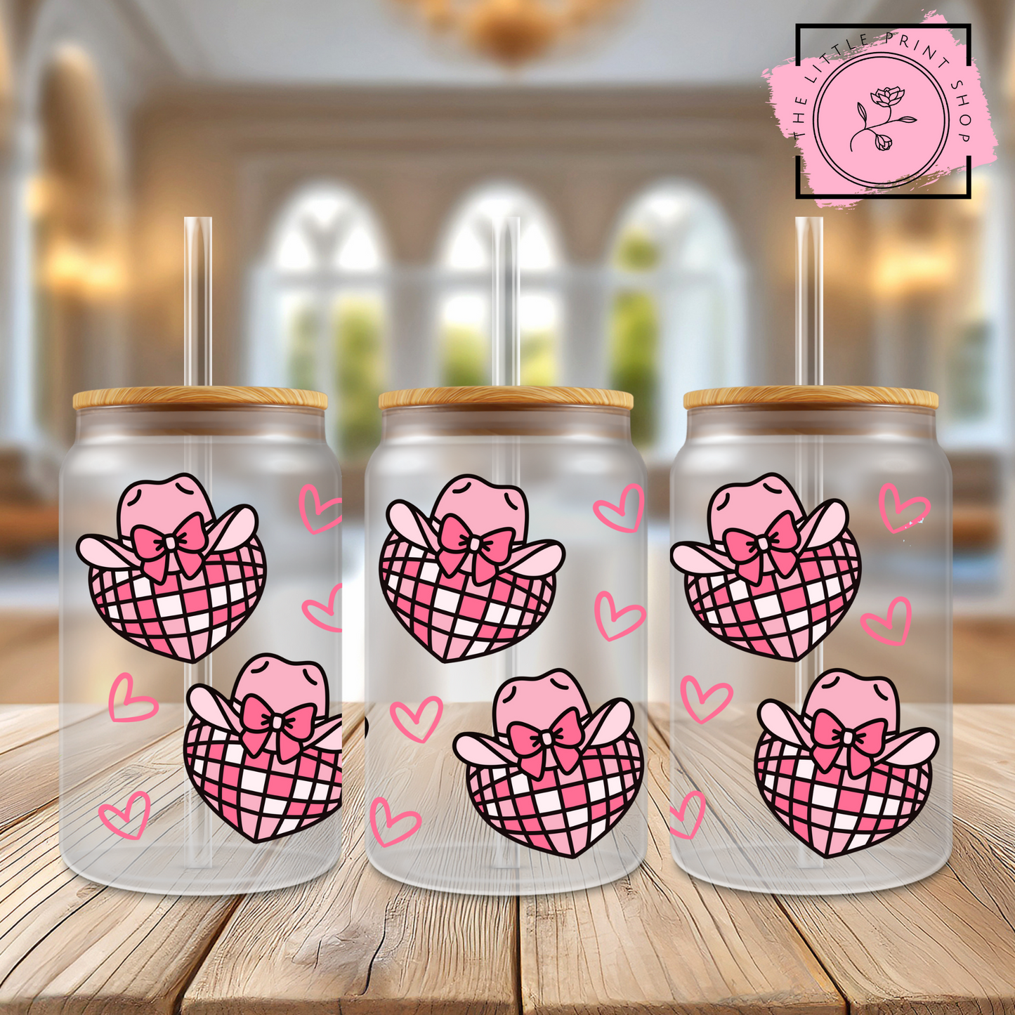 Disco Hats - 16oz Libbey Glass Printed UV DTF Wrap