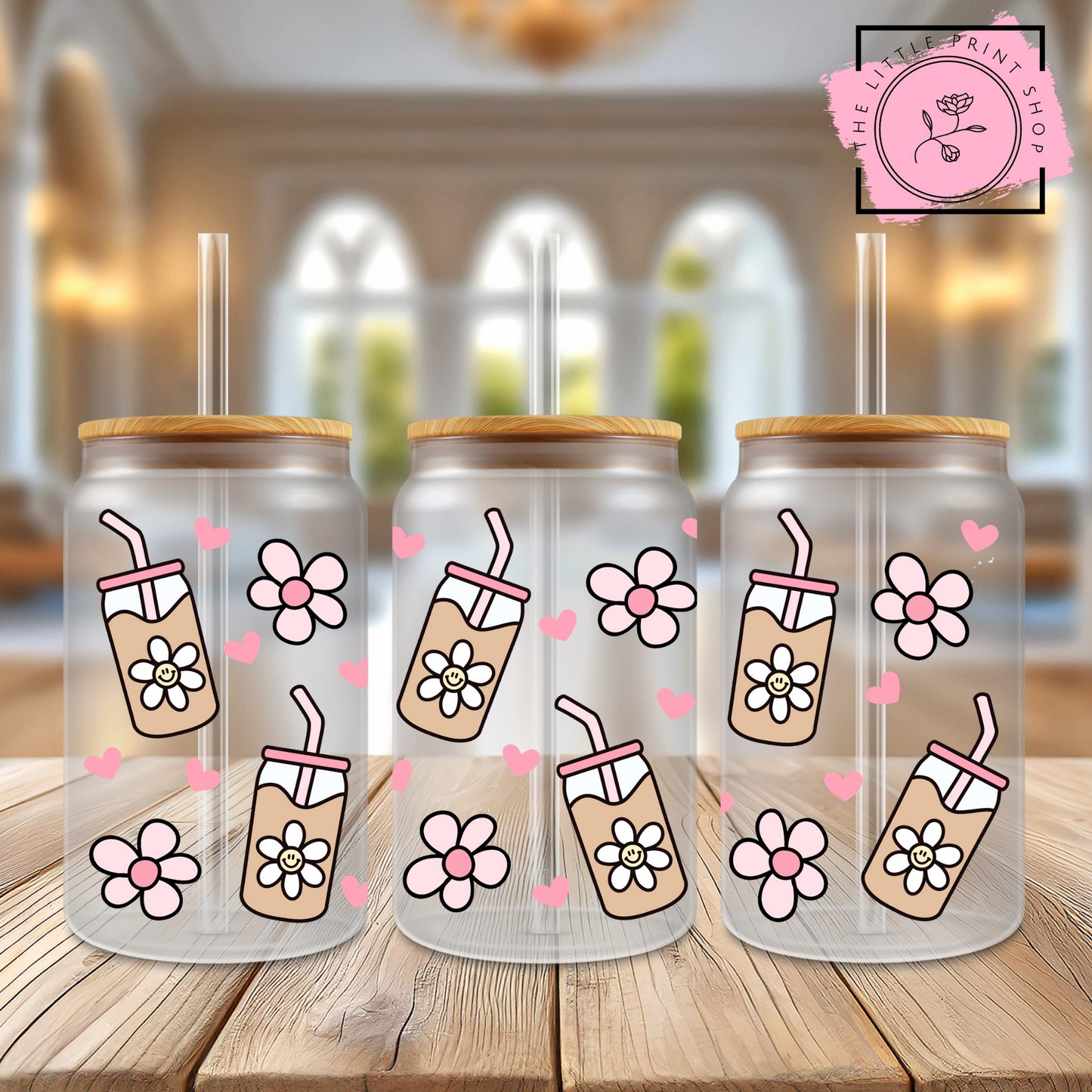 Coffee - 16oz Libbey Glass Printed UV DTF Wrap