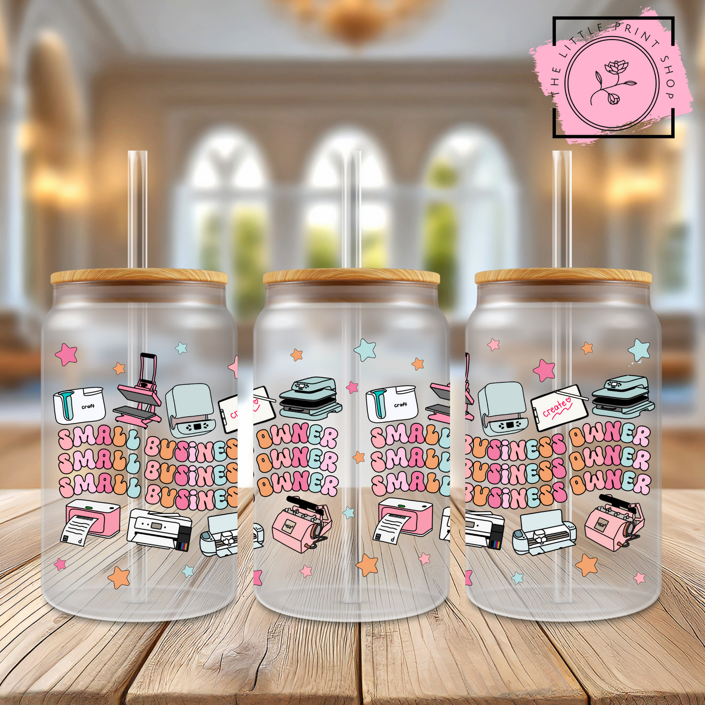 Small Business Owner - 16oz Libbey Glass Printed UV DTF Wrap