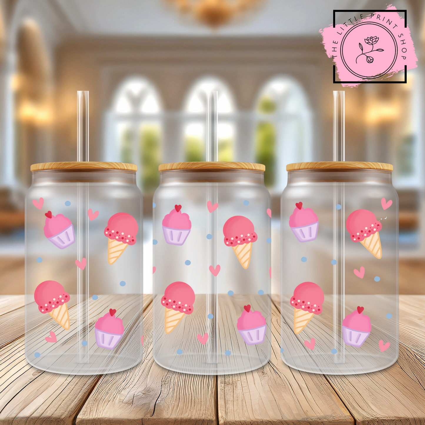 Ice creams - 16oz Libbey Glass Printed UV DTF Wrap