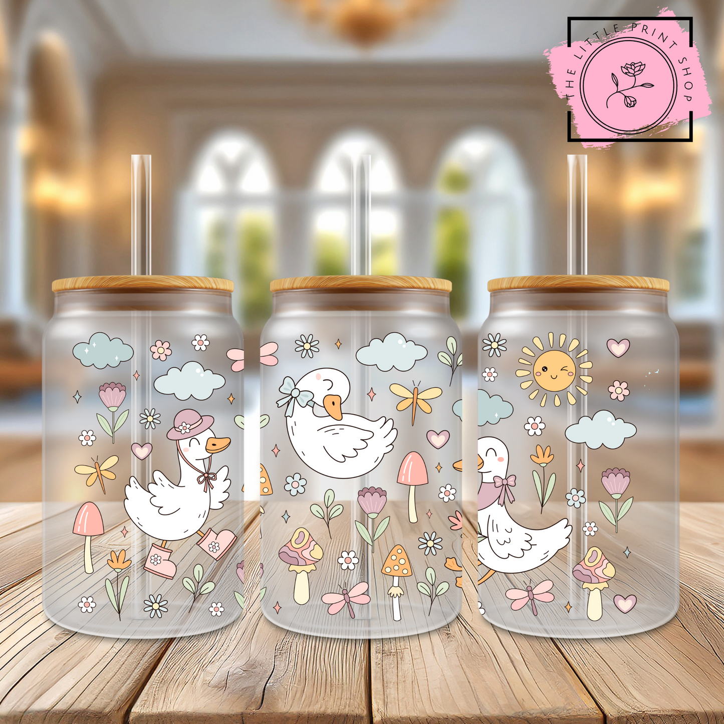 Pretty Goose - 16oz Libbey Glass Printed UV DTF Wrap