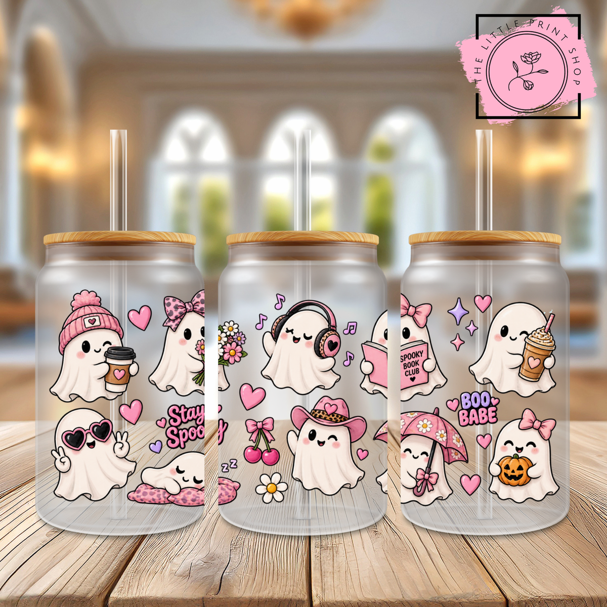 Ghosties - 16oz Libbey Glass Printed UV DTF Wrap