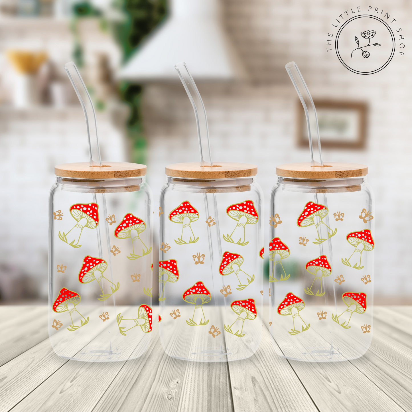 Mushrooms - 16oz Libbey Glass Printed UV DTF Wrap