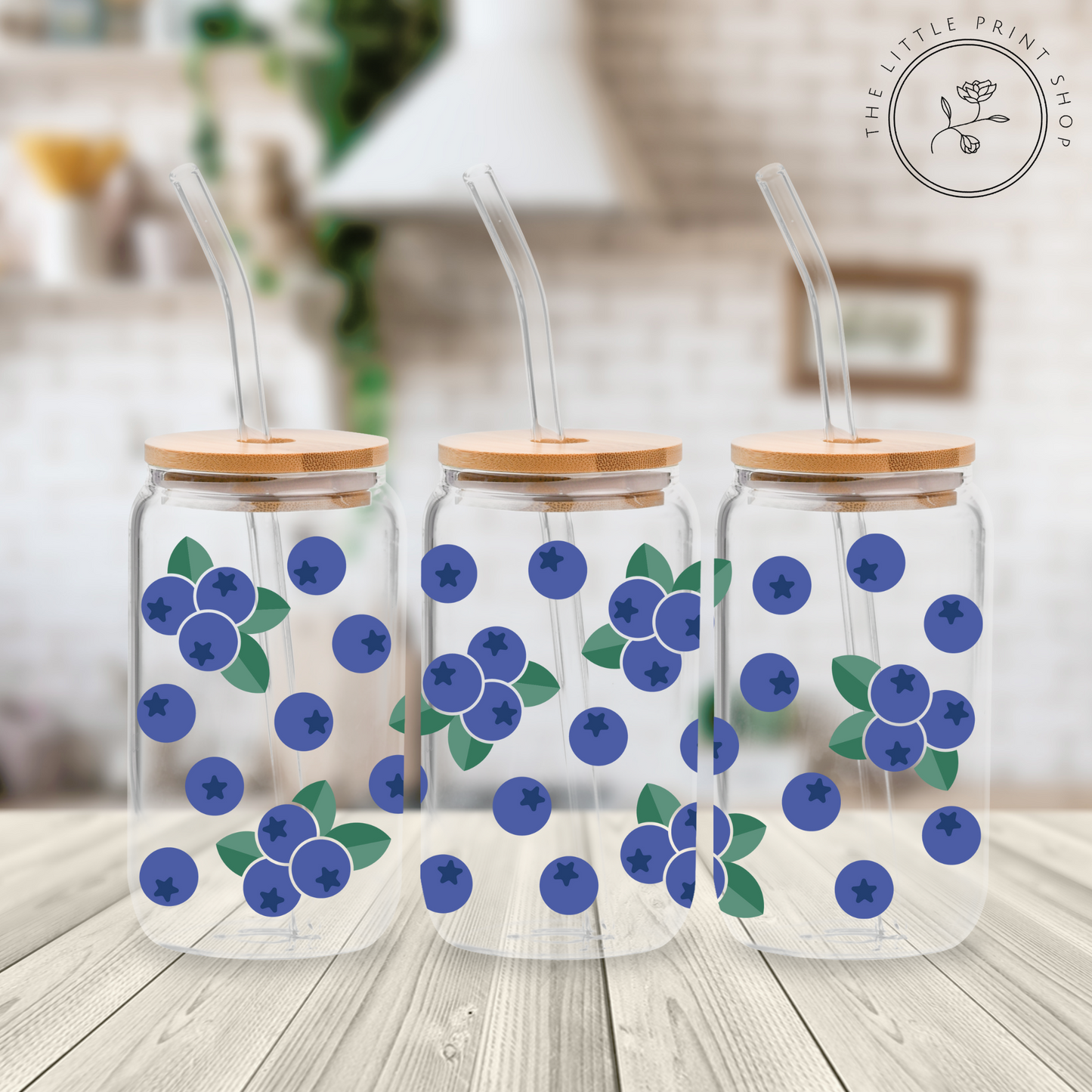 Blueberries - 16oz Libbey Glass Printed UV DTF Wrap