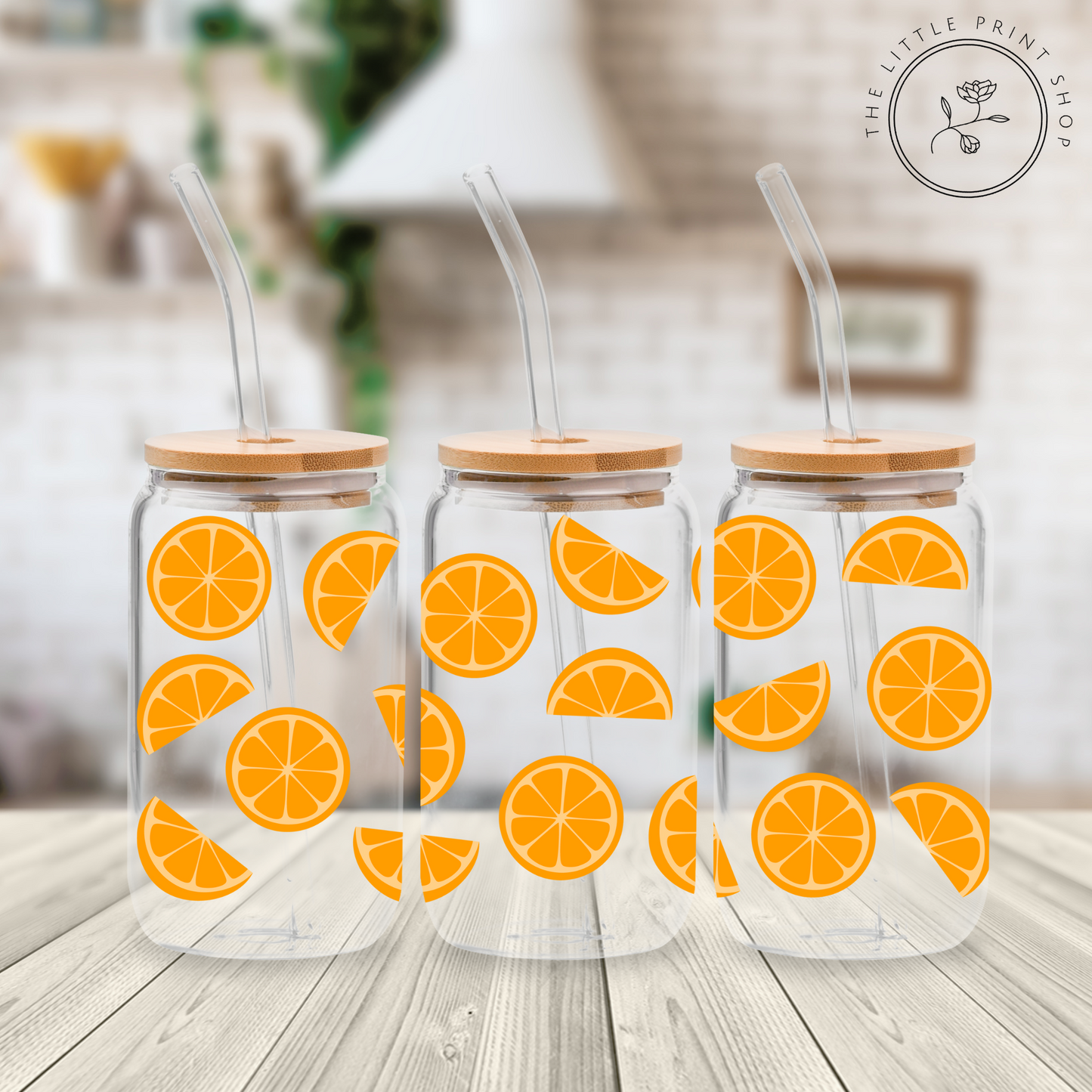 Oranges - 16oz Libbey Glass Printed UV DTF Wrap