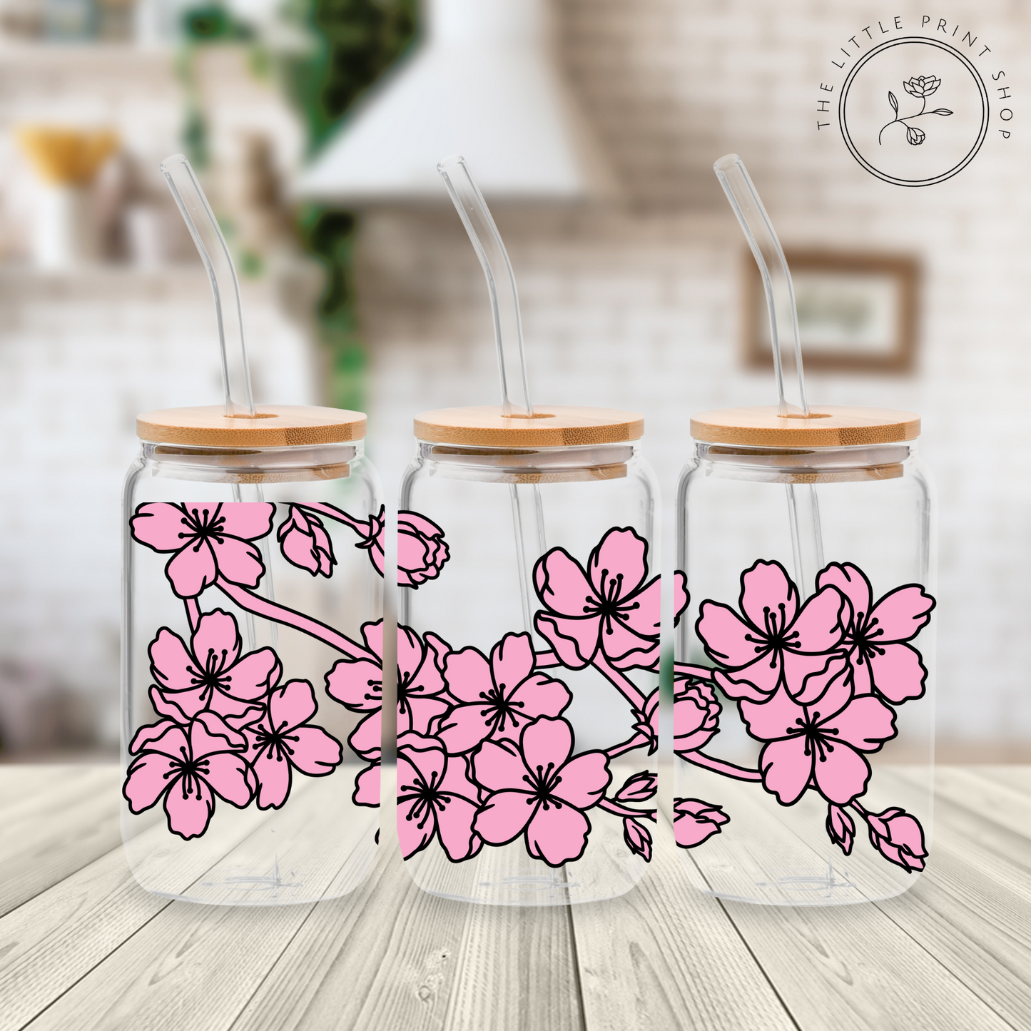 Blossom - 16oz Libbey Glass Printed UV DTF Wrap