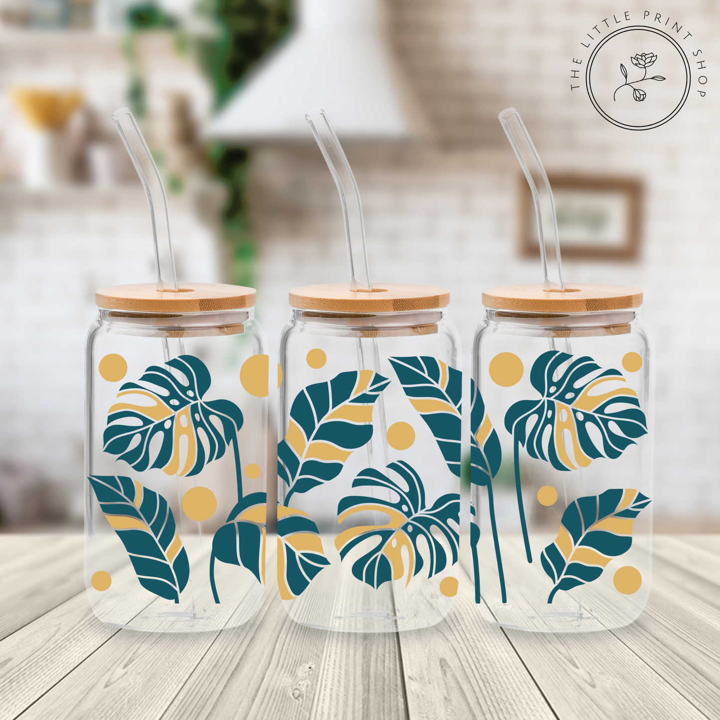 Gold Leaf - 16oz Libbey Glass Printed UV DTF Wrap