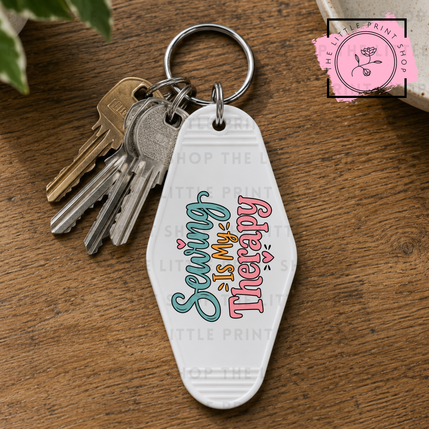 Sewing Is My Therapy - UV DTF Motel Keyring Decal