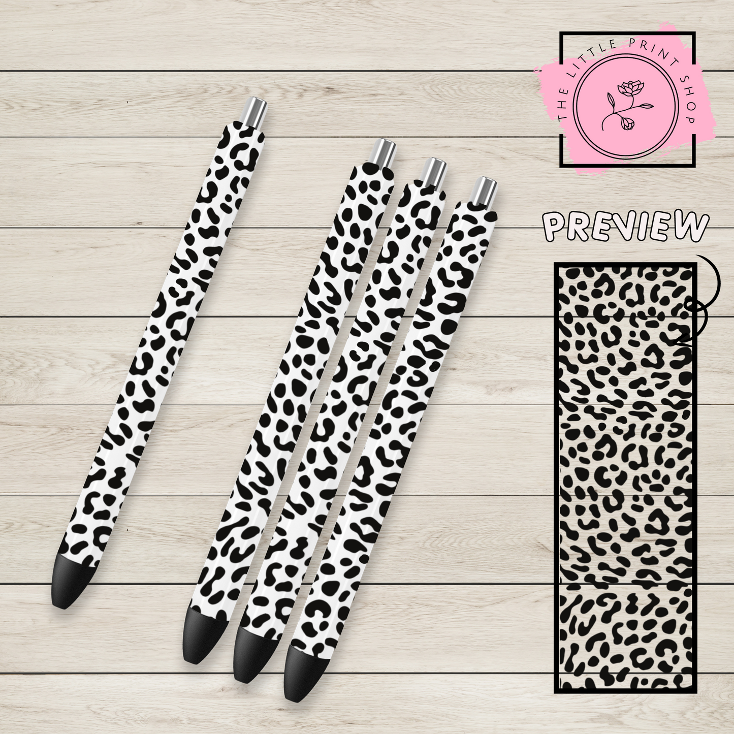 Black Leopard Print - UV DTF Pen Wrap Decal