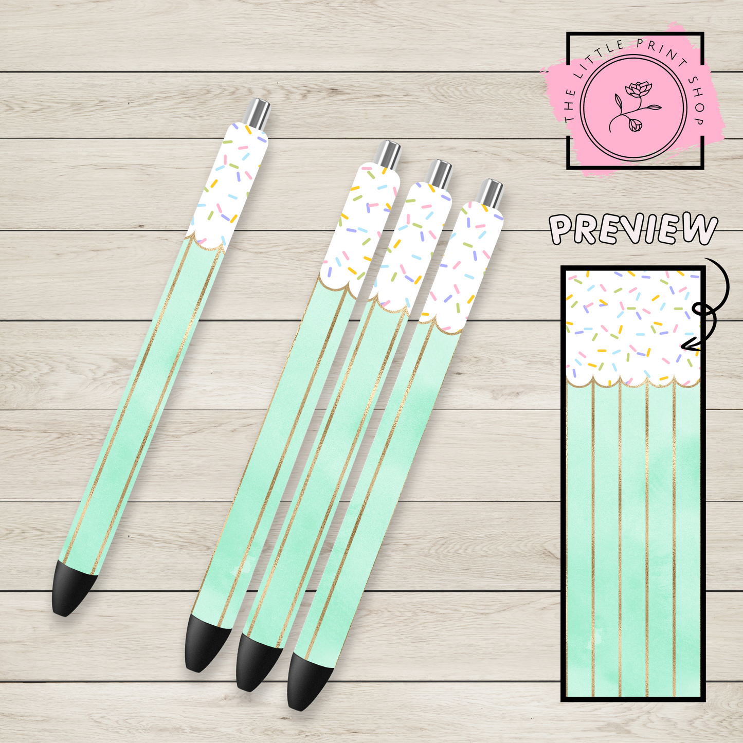 Cupcake - Green - UV DTF Pen Wrap Decal