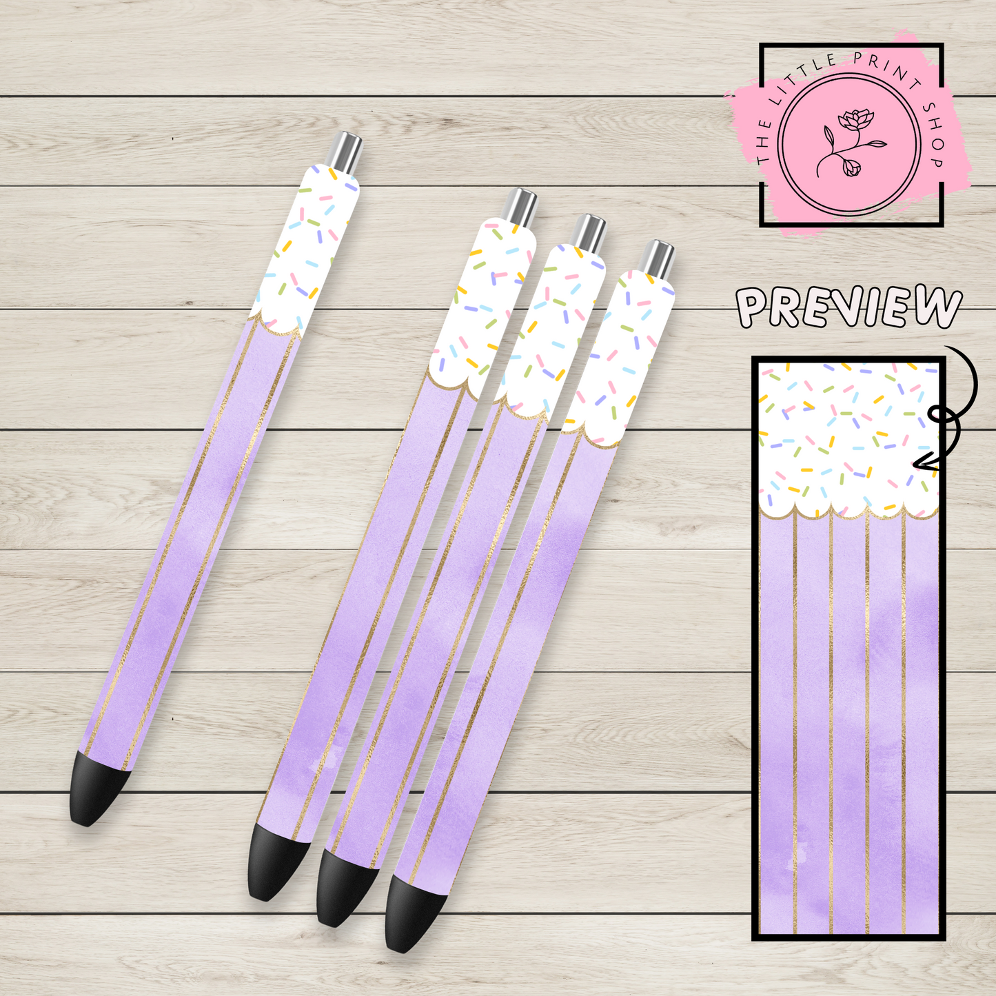 Cupcake - Lilac - UV DTF Pen Wrap Decal
