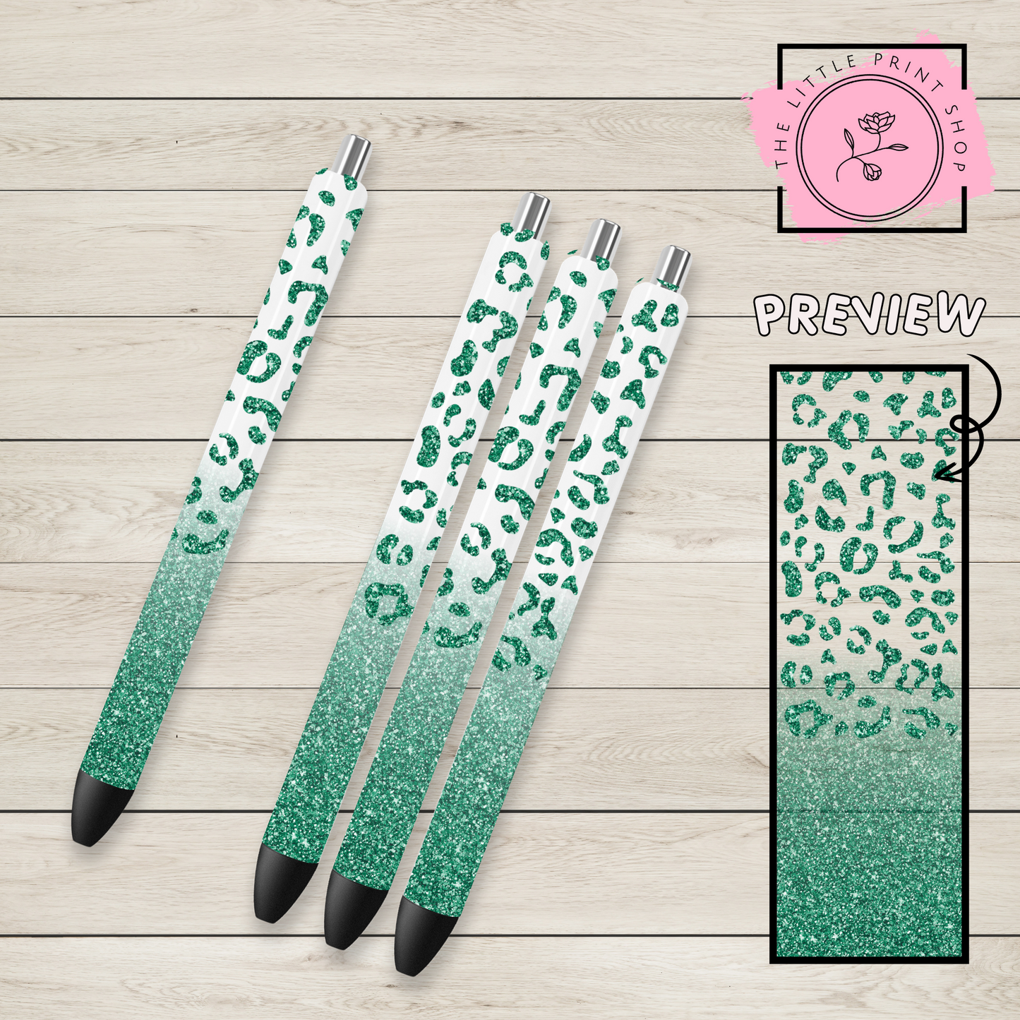 Glitter Leopard Print - UV DTF Pen Wrap Decal