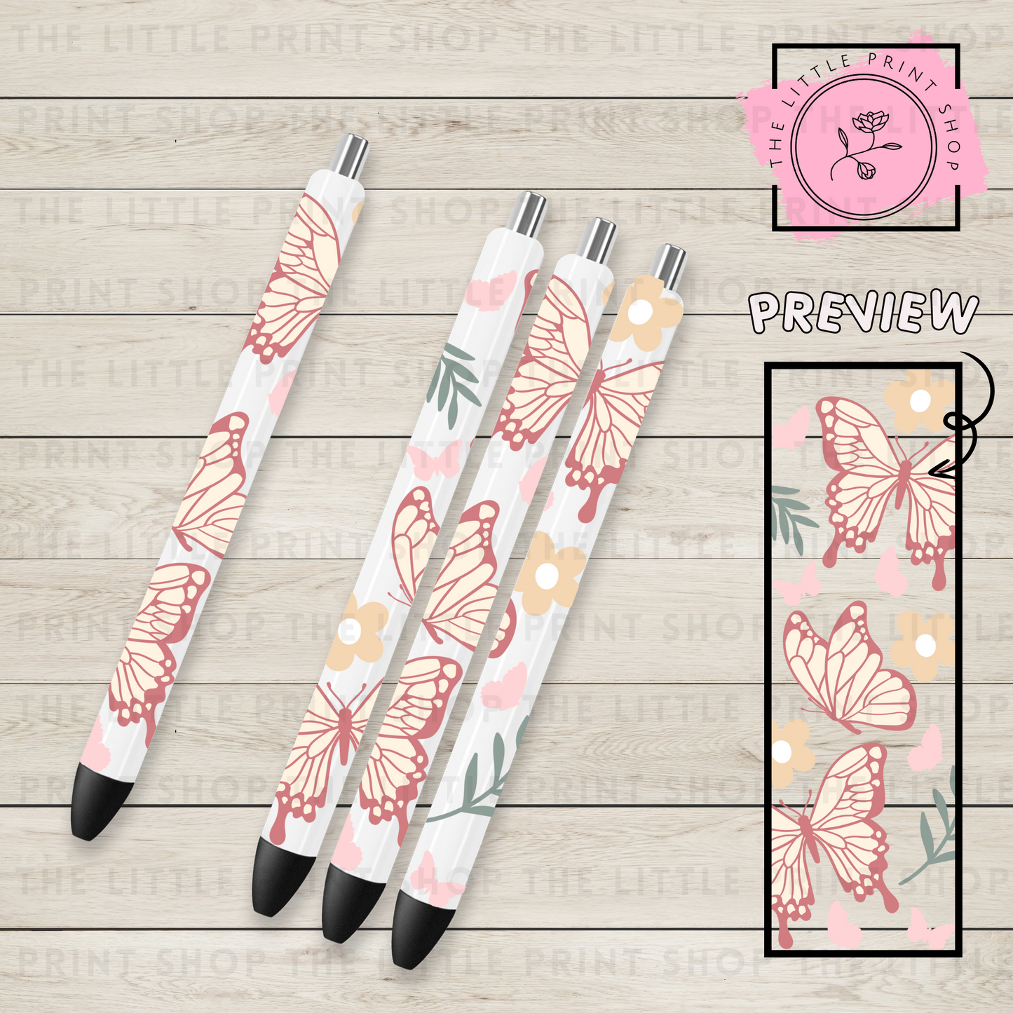 Butterflies - UV DTF Pen Wrap Decal