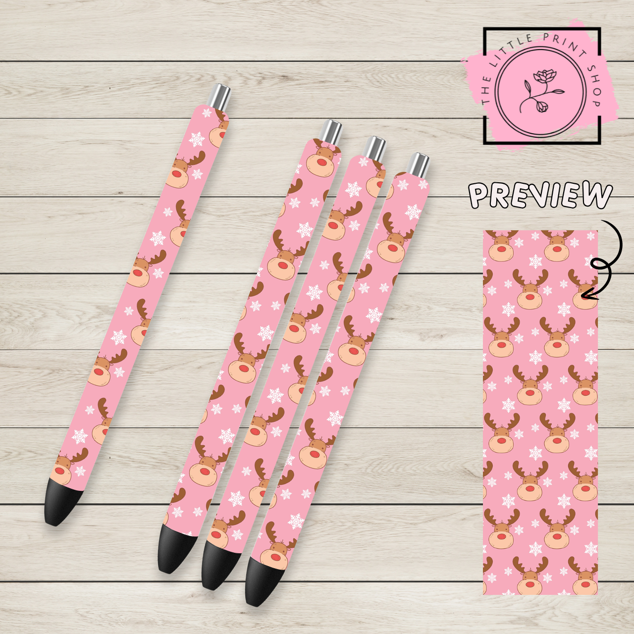 Christmas Reindeer Theme - UV DTF Pen Wrap Decal