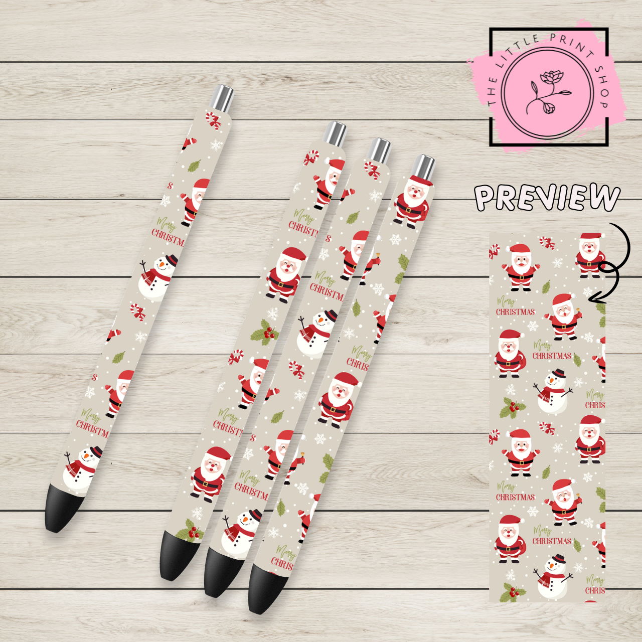 Christmas Santa Theme - UV DTF Pen Wrap Decal