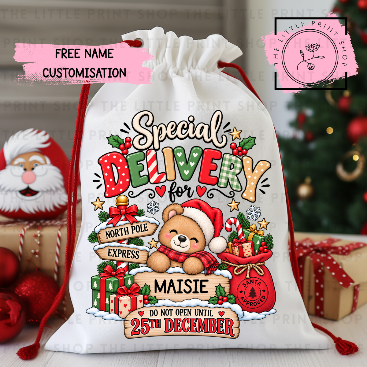 Special Delivery Bear - DTF Christmas Sack Transfer