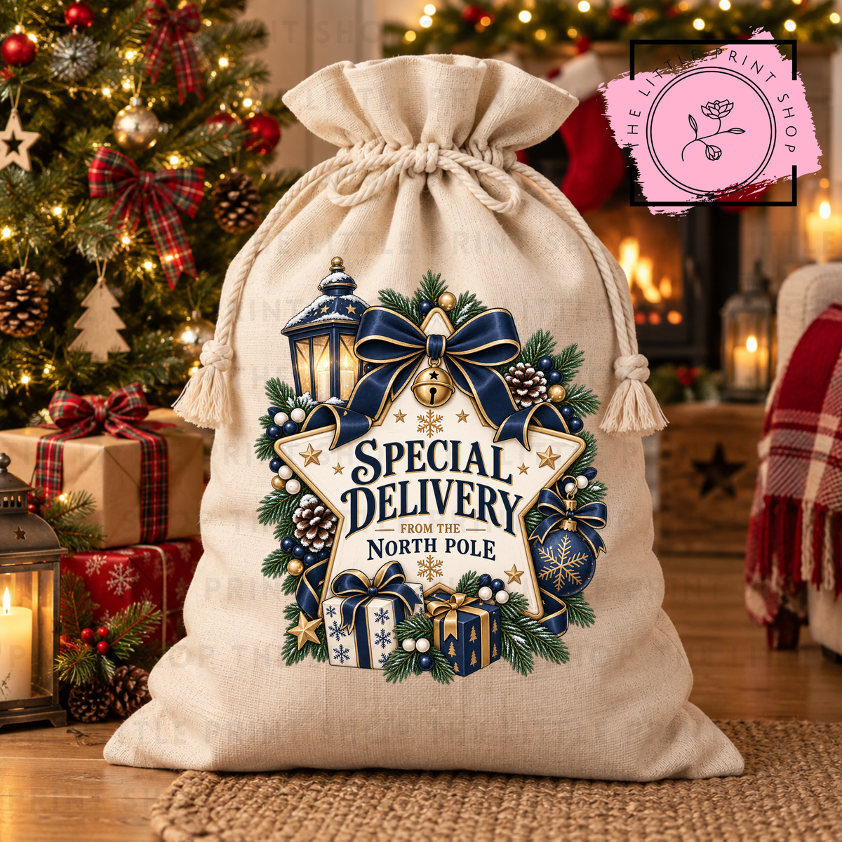 Special Delivery Traditional Navy - DTF Christmas Sack Transfer