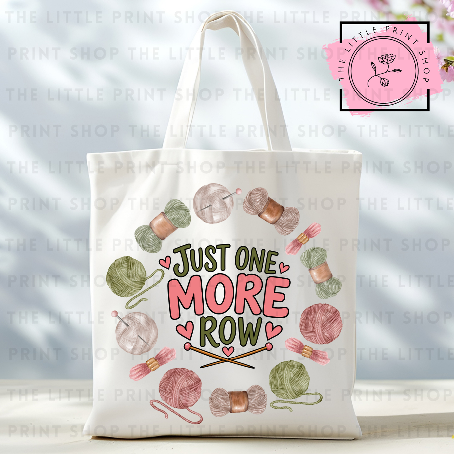 Just One More Row - Tote Bag DTF Transfer
