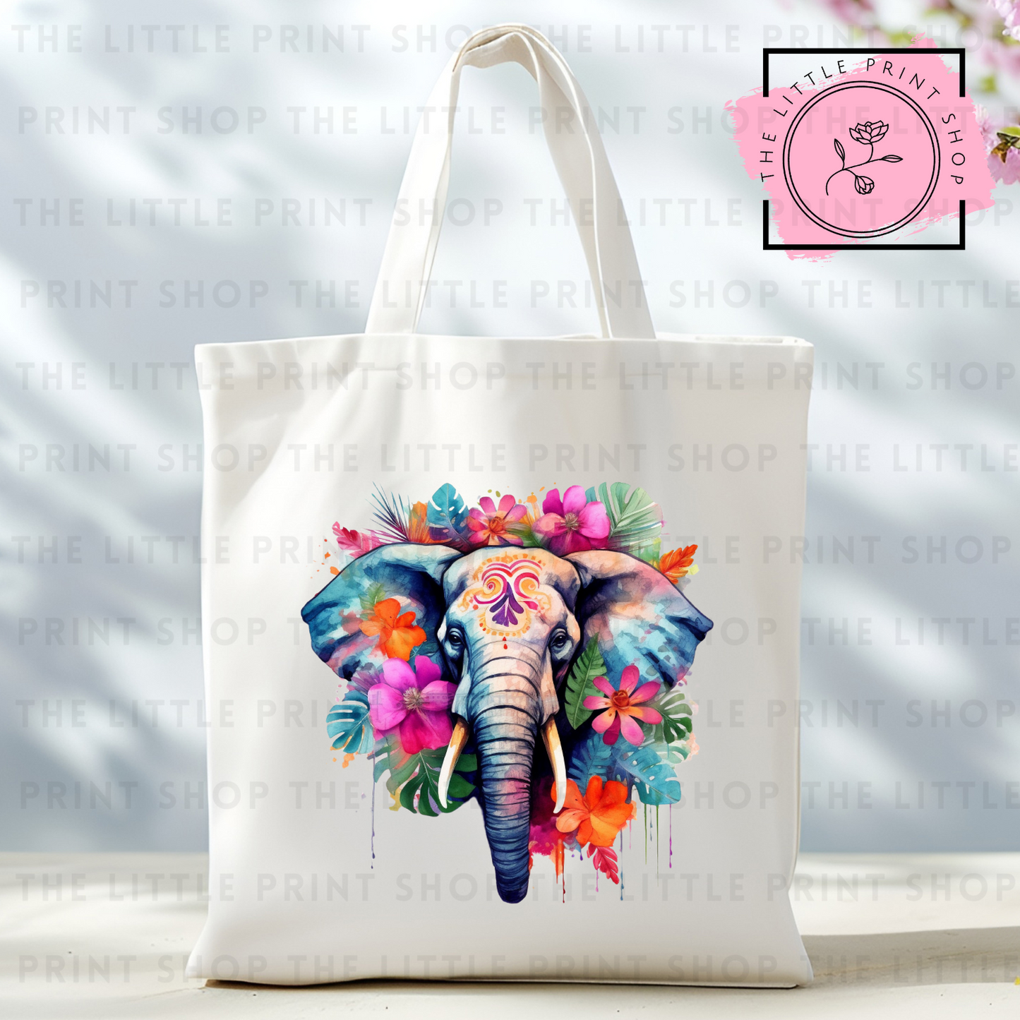 Rainbow Elephant - Tote Bag DTF Transfer