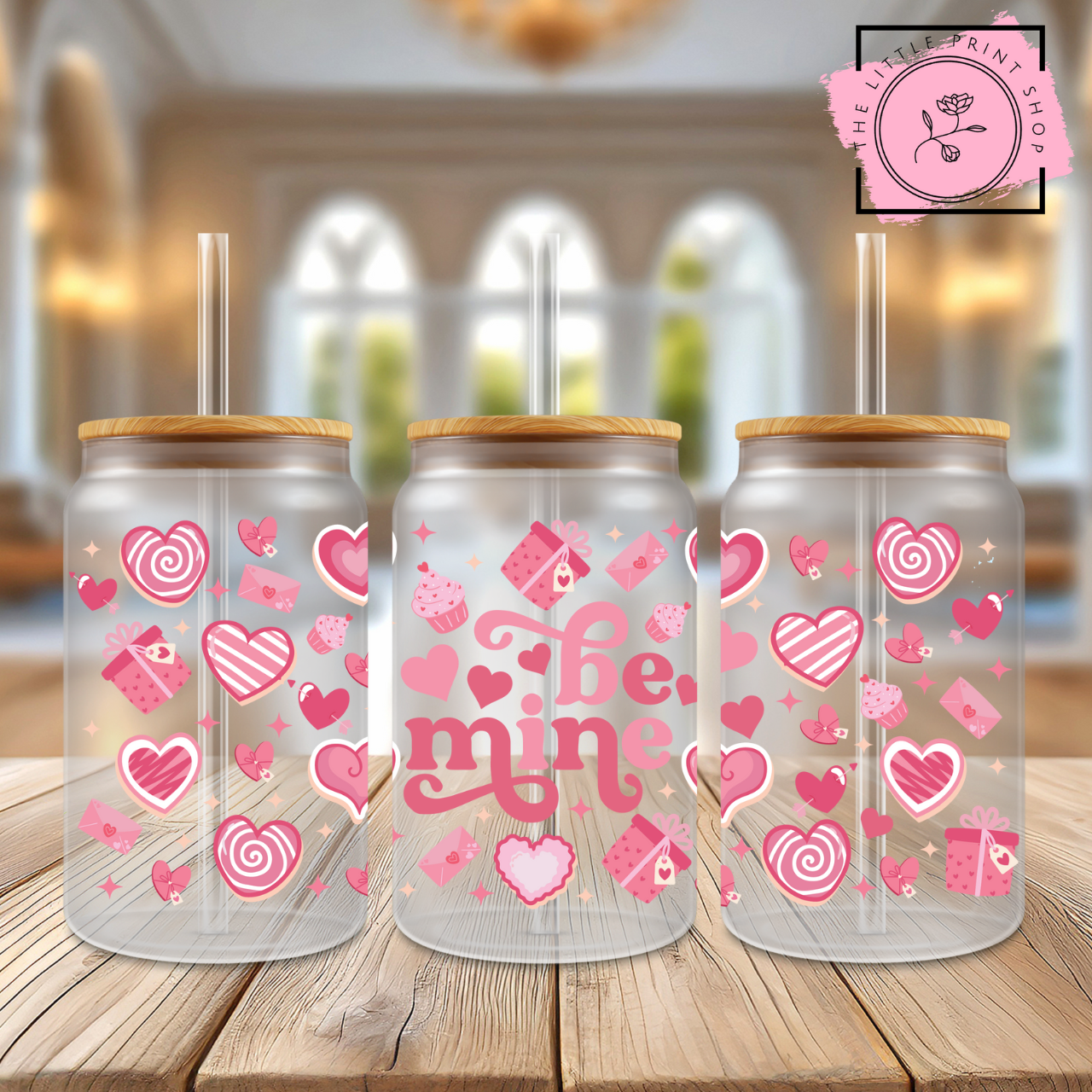Be Mine - 16oz Libbey Glass Printed UV DTF Wrap