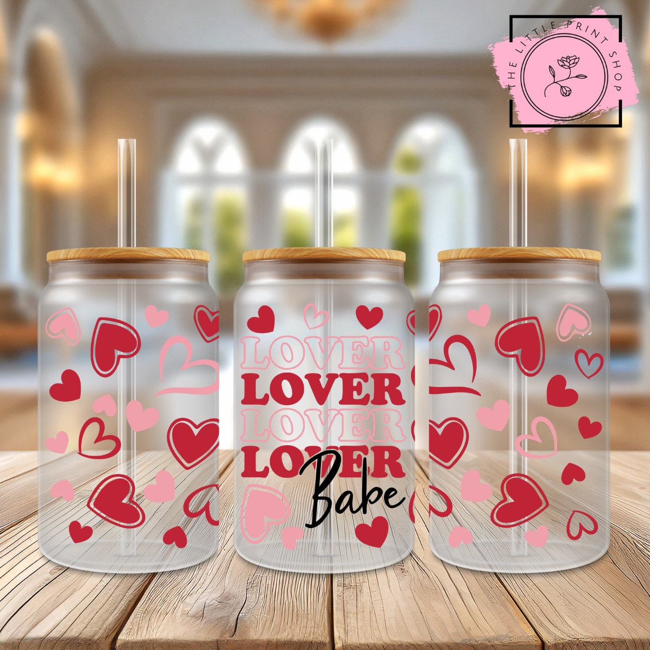 Lover Babe - 16oz Libbey Glass Printed UV DTF Wrap