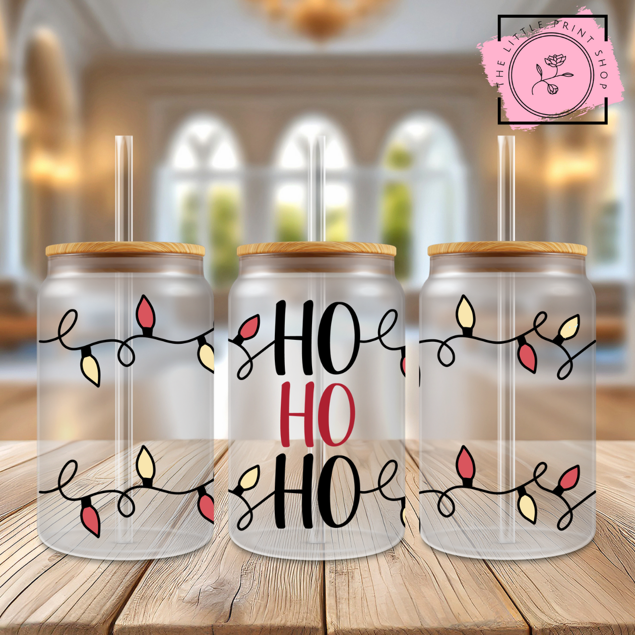 Ho Ho Ho - 16oz Libbey Glass Printed UV DTF Wrap