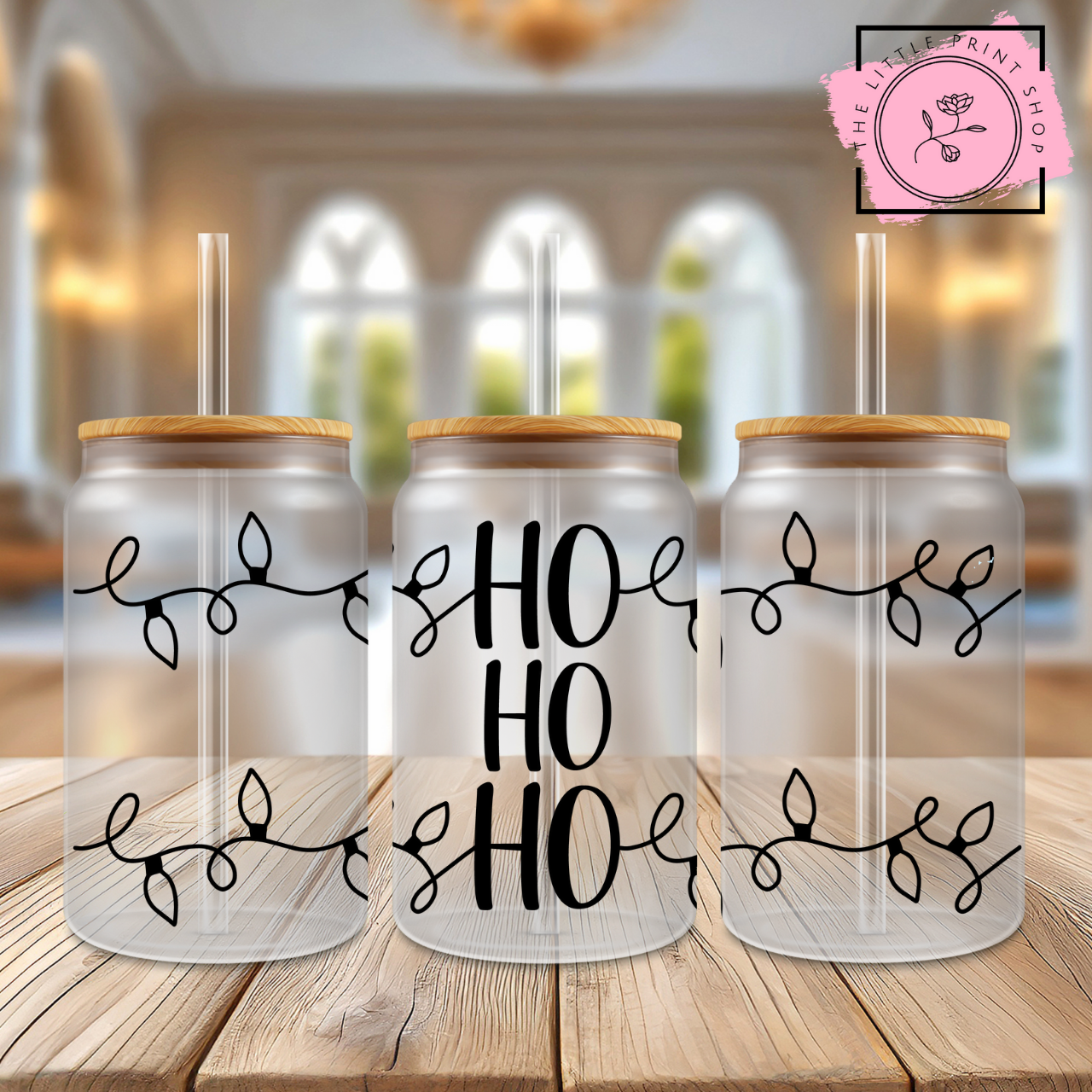 Ho Ho Ho - 16oz Libbey Glass Printed UV DTF Wrap