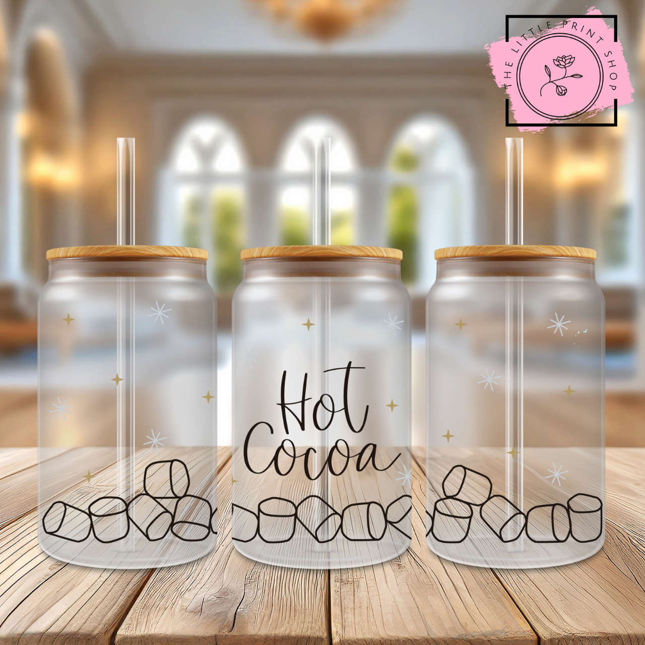 Hot Cocoa - 16oz Libbey Glass Printed UV DTF Wrap