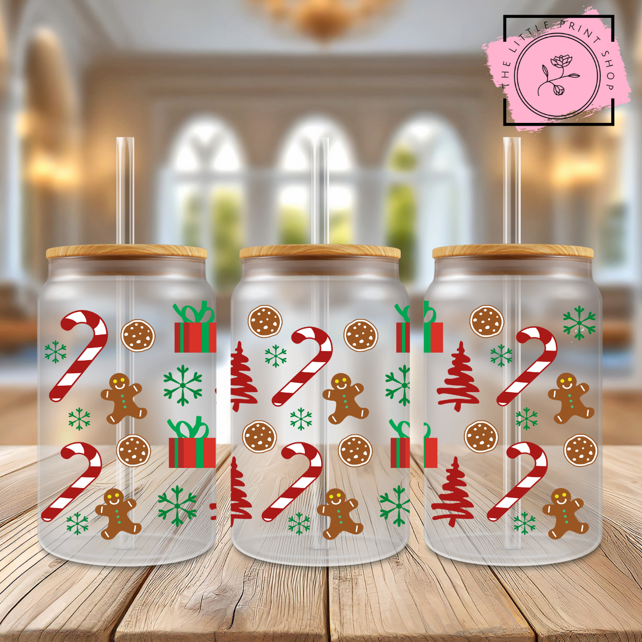 Christmas Mix - 16oz Libbey Glass Printed UV DTF Wrap