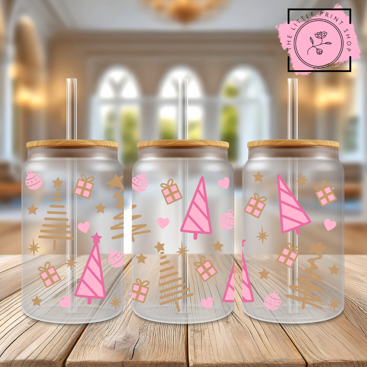 Pastel Trees - 16oz Libbey Glass Printed UV DTF Wrap