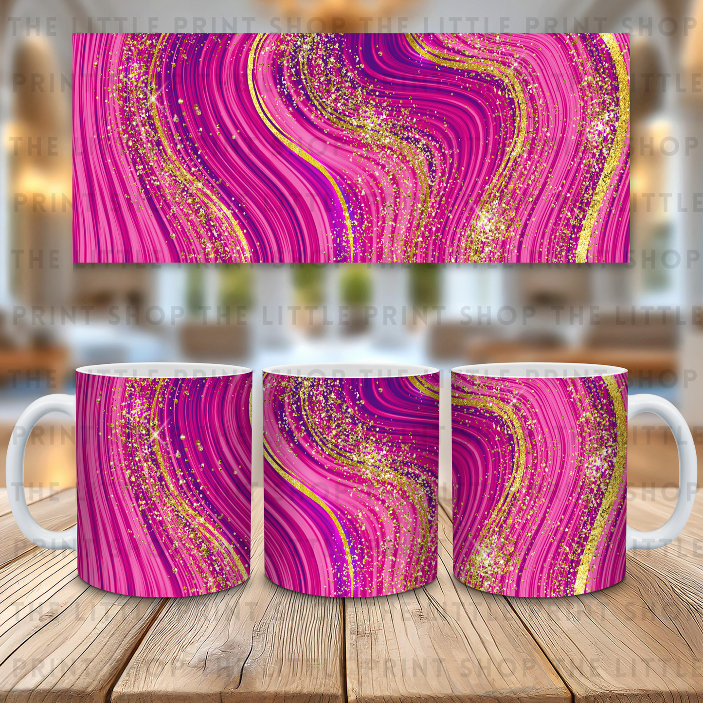 Marble Glitter Swirls - Hot Pink - 11oz Sublimation Wrap