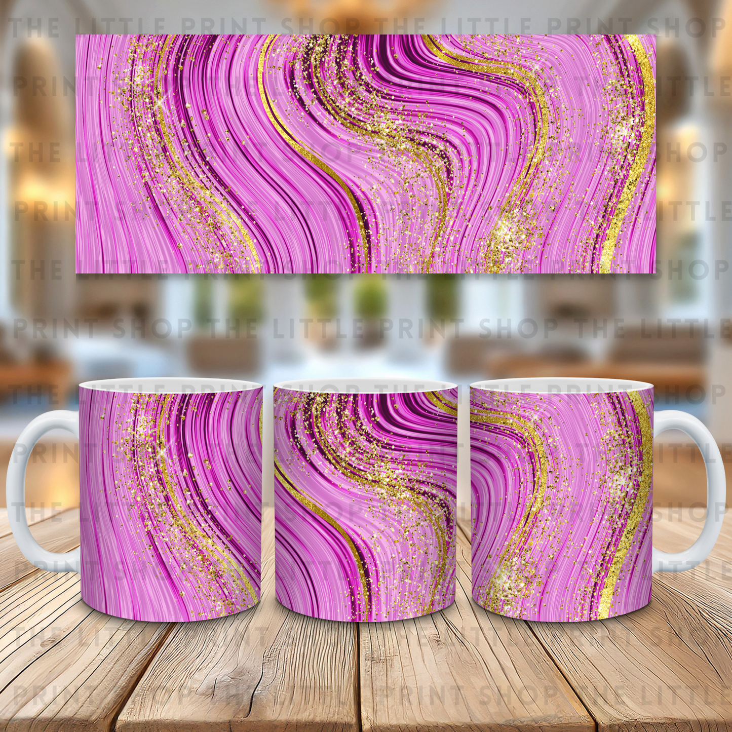 Marble Glitter Swirls - Fuchsia - 11oz Sublimation Wrap